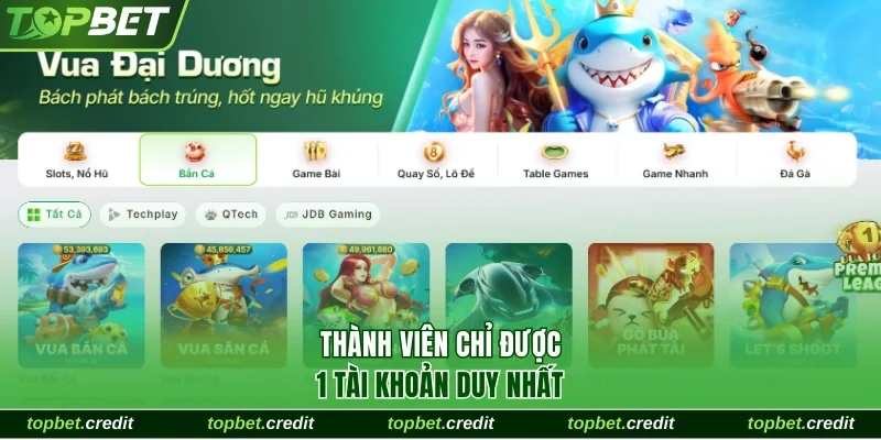 Thành viên chỉ được 1 tài khoản duy nhất.